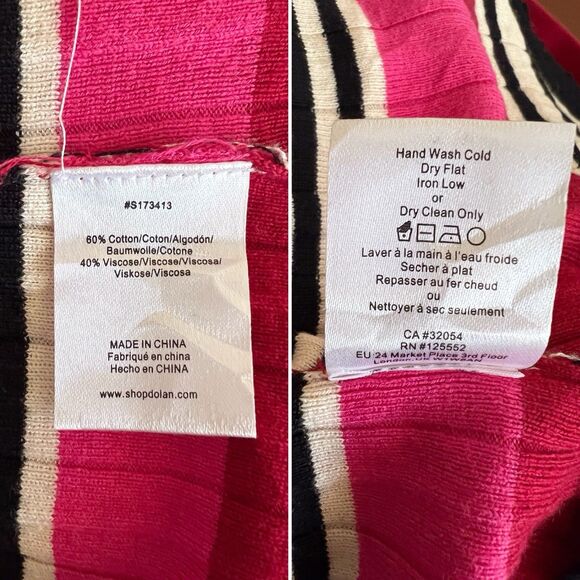 Anthropologie Dolan Dora Sweater Knit Pleated Midi Skirt Medium Pink Red Striped - Picture 3 of 6